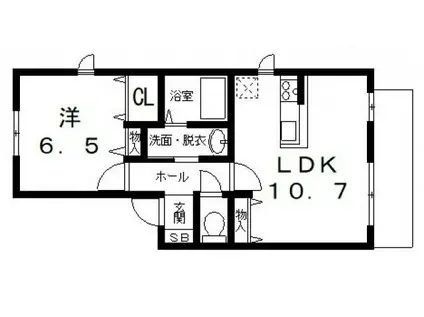 シャーメゾンはぴねす(1LDK/1階)の間取り写真