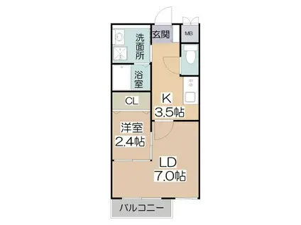 MS SOLEIL(1LDK/2階)の間取り写真