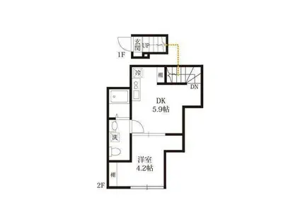 ラフティーヌ・ステラ北小金井(1DK/2階)の間取り写真