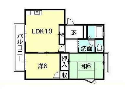 フレグランスHAMADA B棟(2LDK/2階)の間取り写真