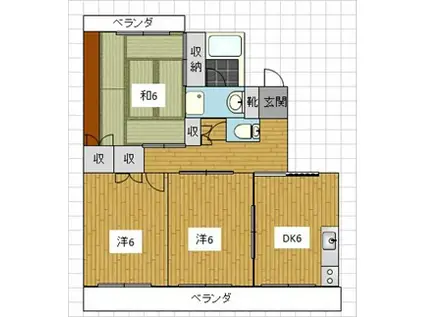 グランボニュール(3DK/2階)の間取り写真