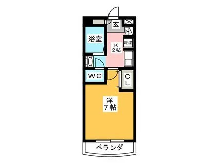アネックスII(1K/1階)の間取り写真