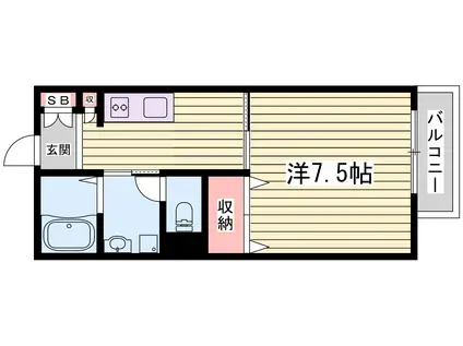 インステージ繁昌I C棟(1K/1階)の間取り写真