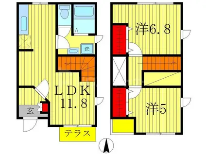 グリーンヴァリー(2LDK/1階)の間取り写真
