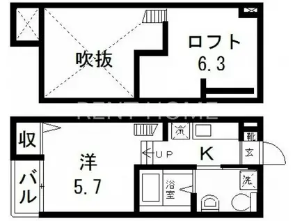 ラヴィータ長瀬(1K/1階)の間取り写真