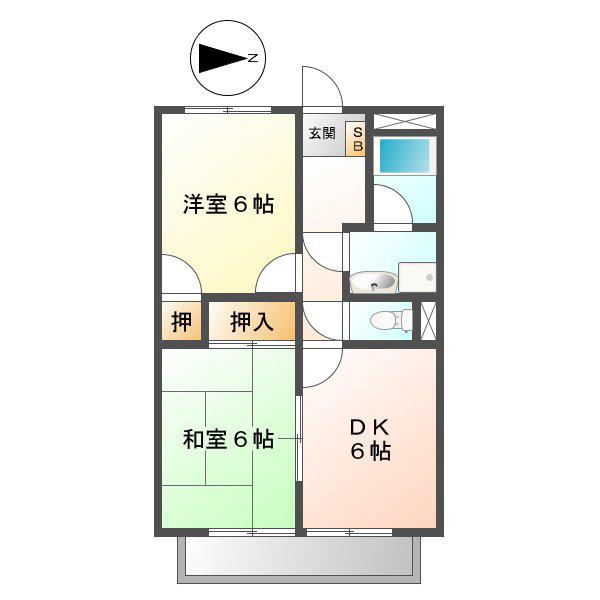 SURPLUSTWOコーポラス戸木(2DK/2階)の間取り写真