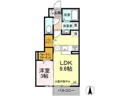 グラシアス オーB(1LDK/1階)の間取り写真