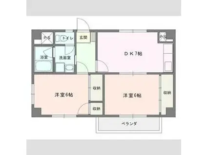 シャトー野比(2DK/1階)の間取り写真