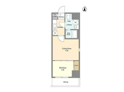 アクシーズタワー浦和岸町III(1DK/3階)の間取り写真