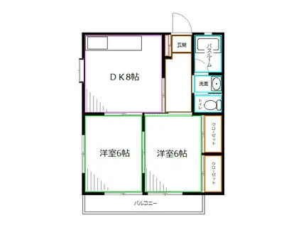 ハイツフォーレスト(2LDK/1階)の間取り写真