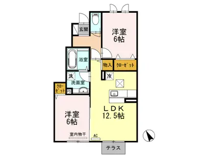 アダージオ(2LDK/1階)の間取り写真