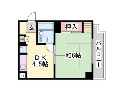 ジュネス姫路I(1DK/4階)の間取り写真