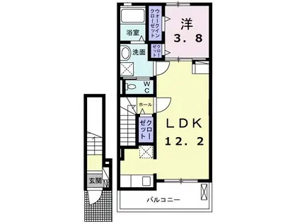 イースト HILL F(1LDK/2階)の間取り写真