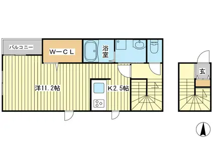 スプランドゥール(1K/2階)の間取り写真