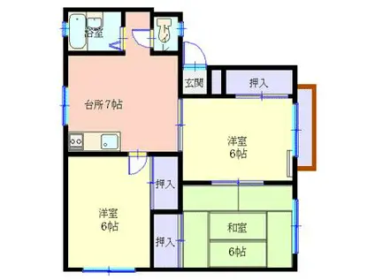 ダイヤモンドメゾン高堂C(3DK/1階)の間取り写真