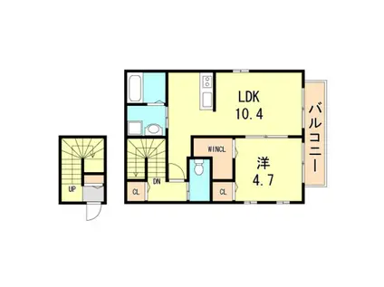 コスミオン王子公園(1LDK/2階)の間取り写真