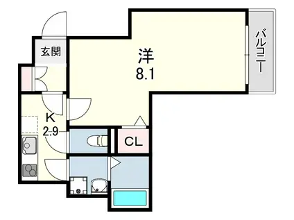 GRAN FELIZ(1K/2階)の間取り写真