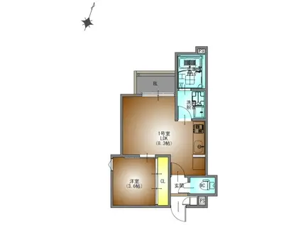 REGALEST上小田井4(1LDK/3階)の間取り写真