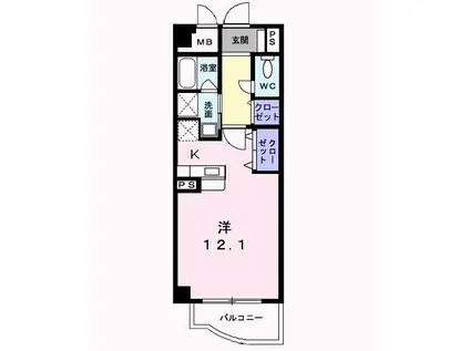 CON BRIO(ワンルーム/3階)の間取り写真