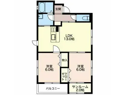 SH・セントサウスティン(2LDK/3階)の間取り写真