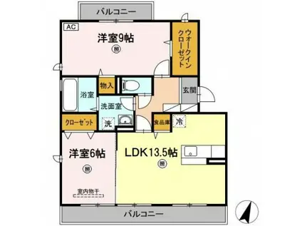 SUNNYFLATYASUDA(2LDK/3階)の間取り写真