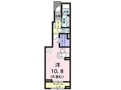 ローレルNSVII(ワンルーム/1階)の間取り写真