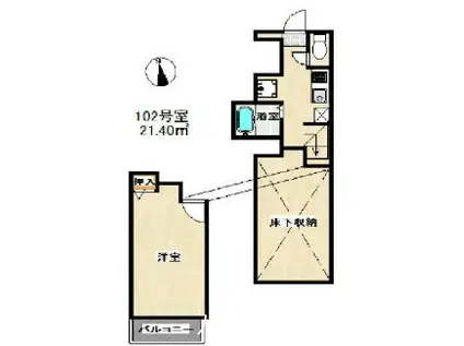 キューブ馬出(1K/2階)の間取り写真