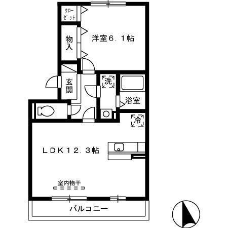 NSBLANCA棟(1LDK/2階)の間取り写真