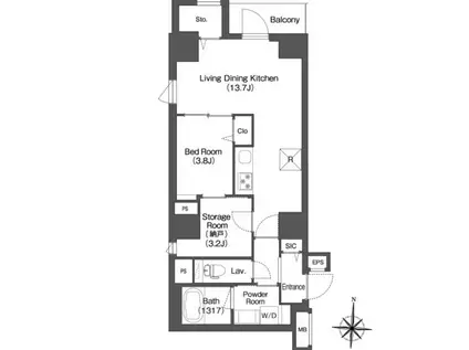 コンフォリア南千住(1SLDK/5階)の間取り写真