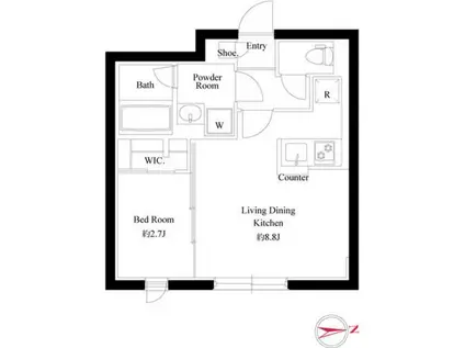 グローリオシェルト神宮前(1LDK/4階)の間取り写真