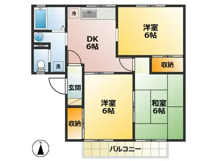 エミネンス 弐番館(3DK/1階)の間取り写真