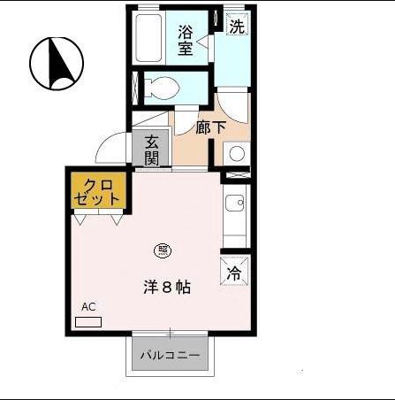 テラー・ウエスト新芦屋(ワンルーム/2階)の間取り写真