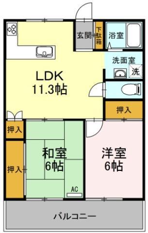 ハイツレーベン(2LDK/1階)の間取り写真