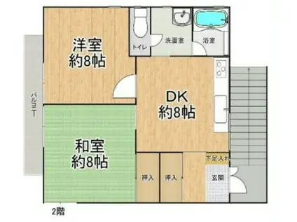 見沼区上山口新田アパート(2DK/2階)の間取り写真