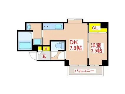 アベリア(1DK/4階)の間取り写真