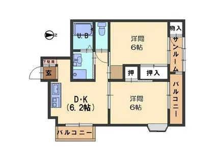 愛美住神野(2DK/4階)の間取り写真