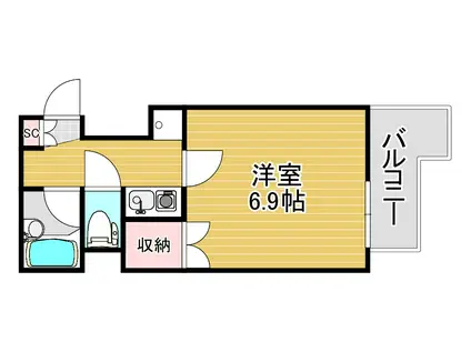 ヴィクトリー鷺洲(1K/4階)の間取り写真