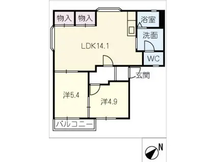 ファミールA(2LDK/2階)の間取り写真
