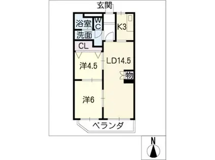グレイス本山(2LDK/3階)の間取り写真