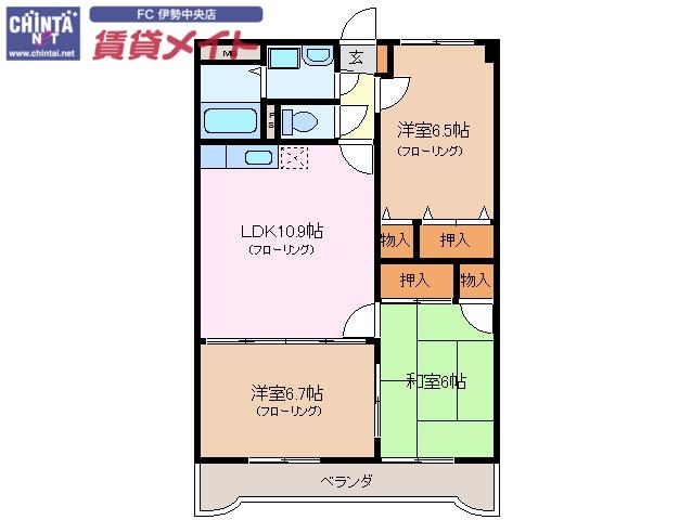 ラフィネ 神久(3LDK/4階)の間取り写真