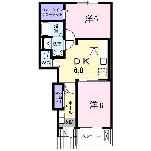 アージュ(2DK/1階)の間取り写真
