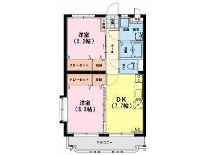 スターマンション・K(2DK/2階)の間取り写真