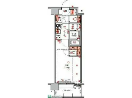 ハーモニーレジデンス東京アーバンスクエア002(1K/4階)の間取り写真