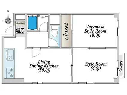 メゾンヤマムロ(2LDK/3階)の間取り写真