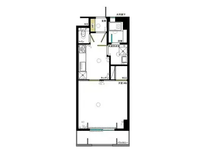 マンションジュネシオン(1K/6階)の間取り写真