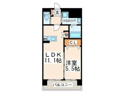 アンソレイエ(1LDK/1階)の間取り写真