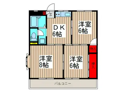 ヴィブレ・幸(3DK/1階)の間取り写真