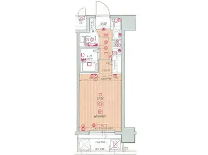 エステムコート神戸三宮山手センティール(1K/6階)の間取り写真