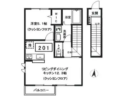 レトナー昭島(1LDK/2階)の間取り写真