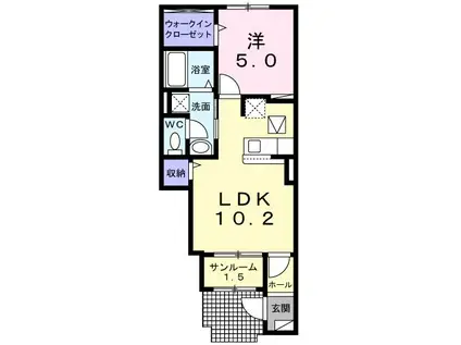 ヴィラ 南浅間(1LDK/1階)の間取り写真